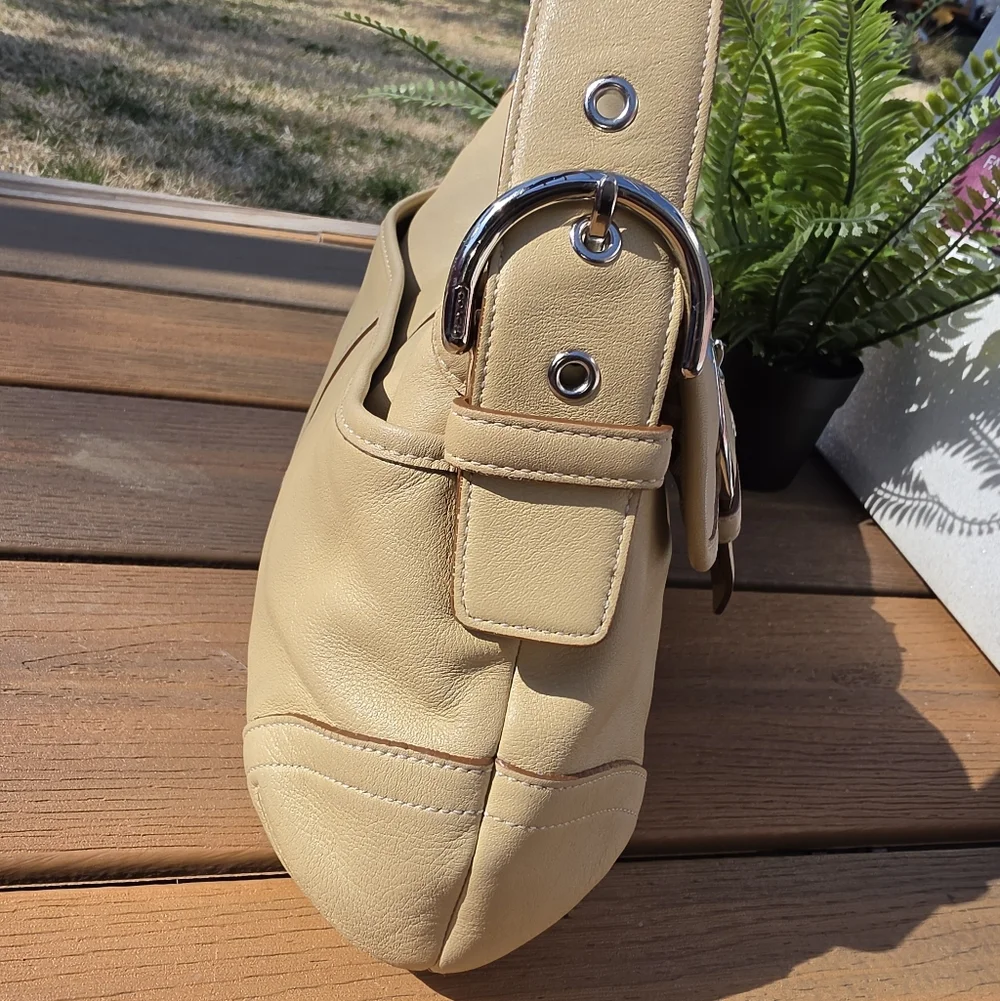 Coach Soho Flap Shoulder Bag, style number 9248. Beige Tan Leather. - Picture 10 of 17